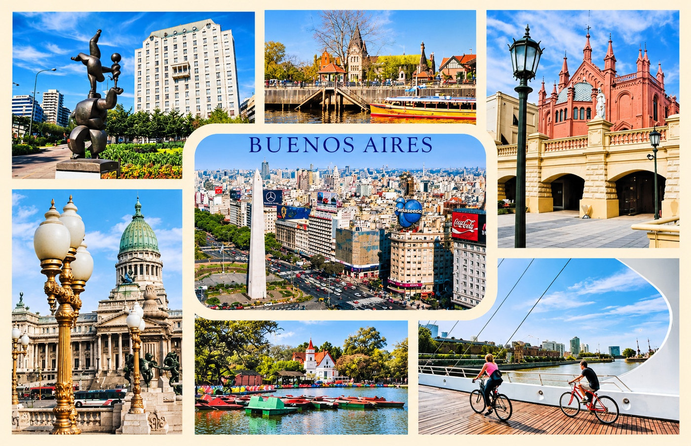 Collage de Buenos Aires con el Obelisco al centro