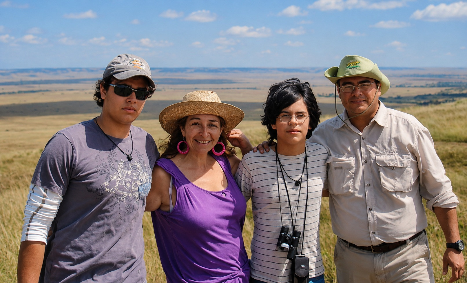 La familia en la sabana de Kenia durante el safari de 2010